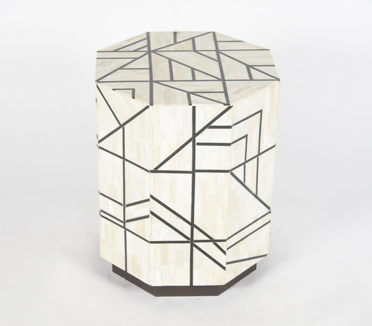 Abstract Octagon Recycled Bone & MDF Stool-0