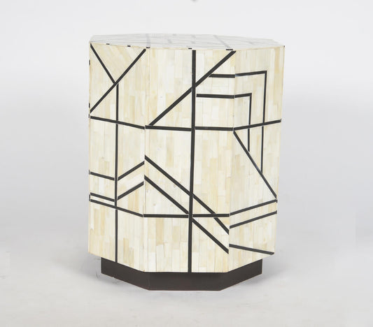 Abstract Octagon Recycled Bone & MDF Stool-1