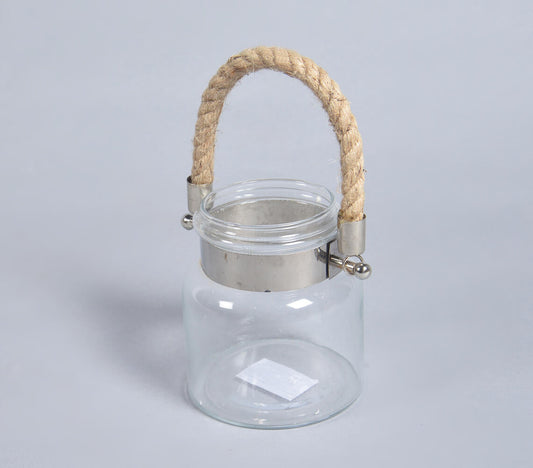 Transparent Glass Decorative Votive Jar-1
