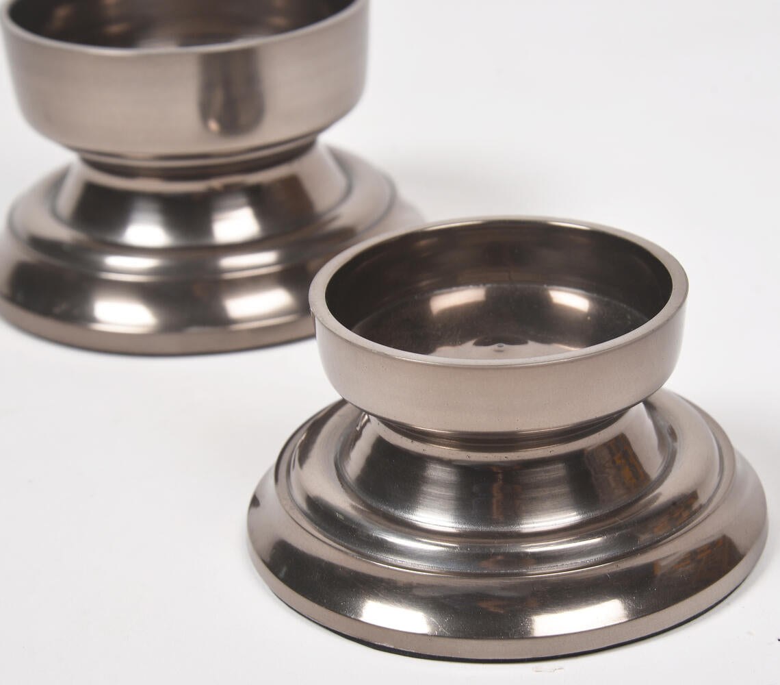 Lacquered Aluminium Candle Stands (set of 2)-2