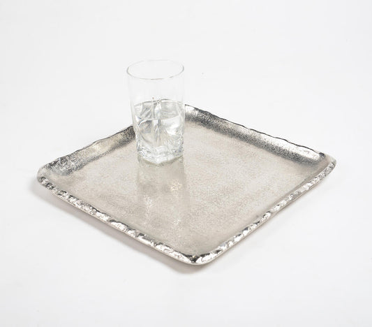 Antique Silver-Toned Aluminium Square Tray-0