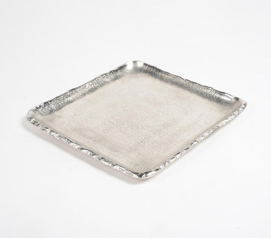 Antique Silver-Toned Aluminium Square Tray-1