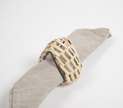 Handmade Cane & Iron Triangular Napkin Ring (Set of 4)-2