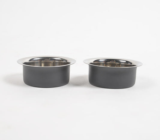 Matte Black Stainless Steel Serving Bowls (Set of 2)-1
