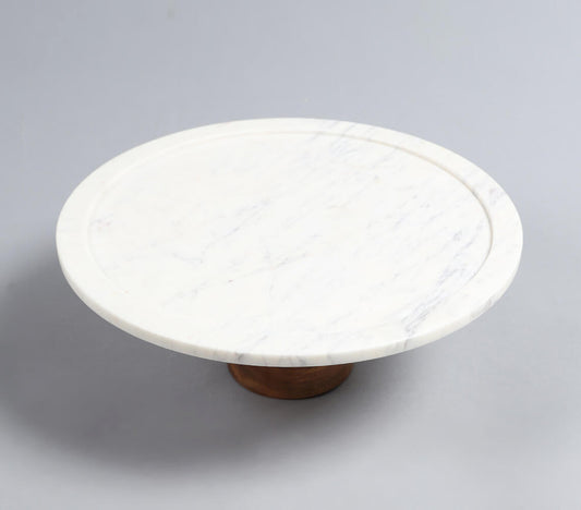 Solid White Marble Cake Plate-1