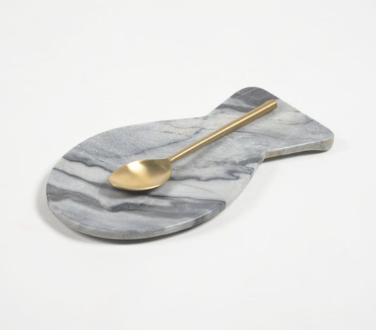 Fish-Shaped Grey Marble Spoon Rest-0