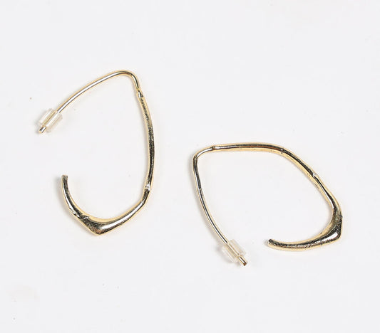 Gold-Toned Recycled Brass Abstract C-Hoop Earrings-1