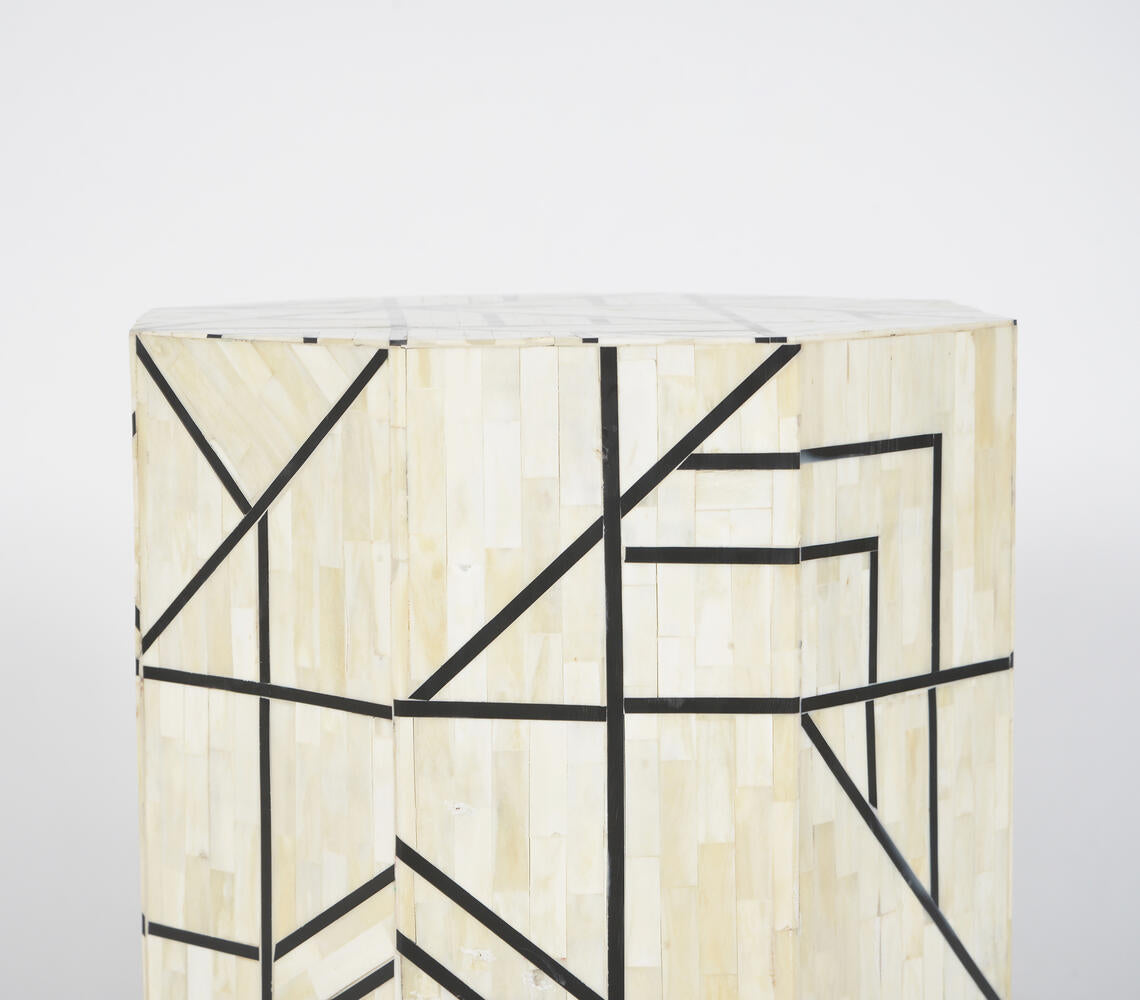 Abstract Octagon Recycled Bone & MDF Stool-2