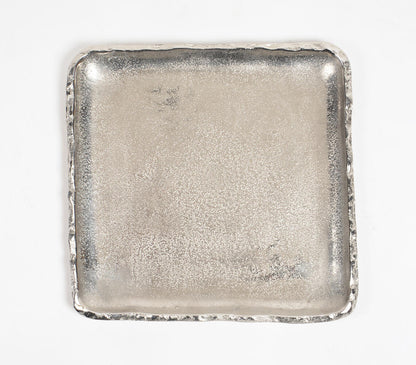 Antique Silver-Toned Aluminium Square Tray-2