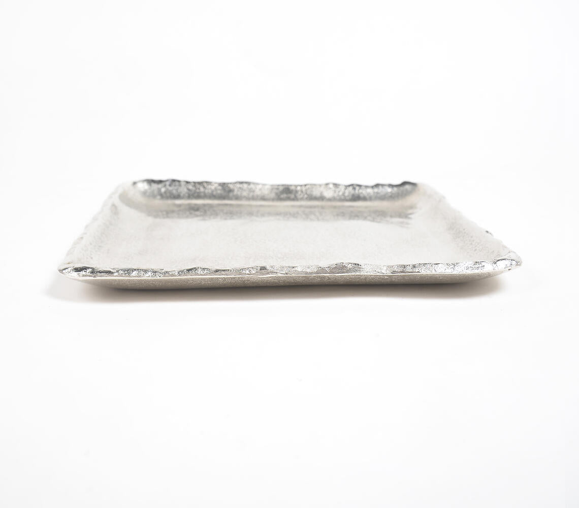 Antique Silver-Toned Aluminium Square Tray-3