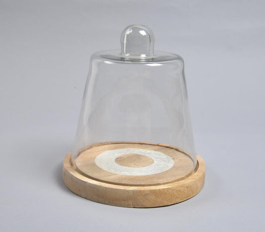 Classic Wooden Cake Stand With Glass Cloche-1