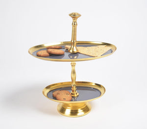 Enamelled Iron Two-Tiered Cupcake Stand-0