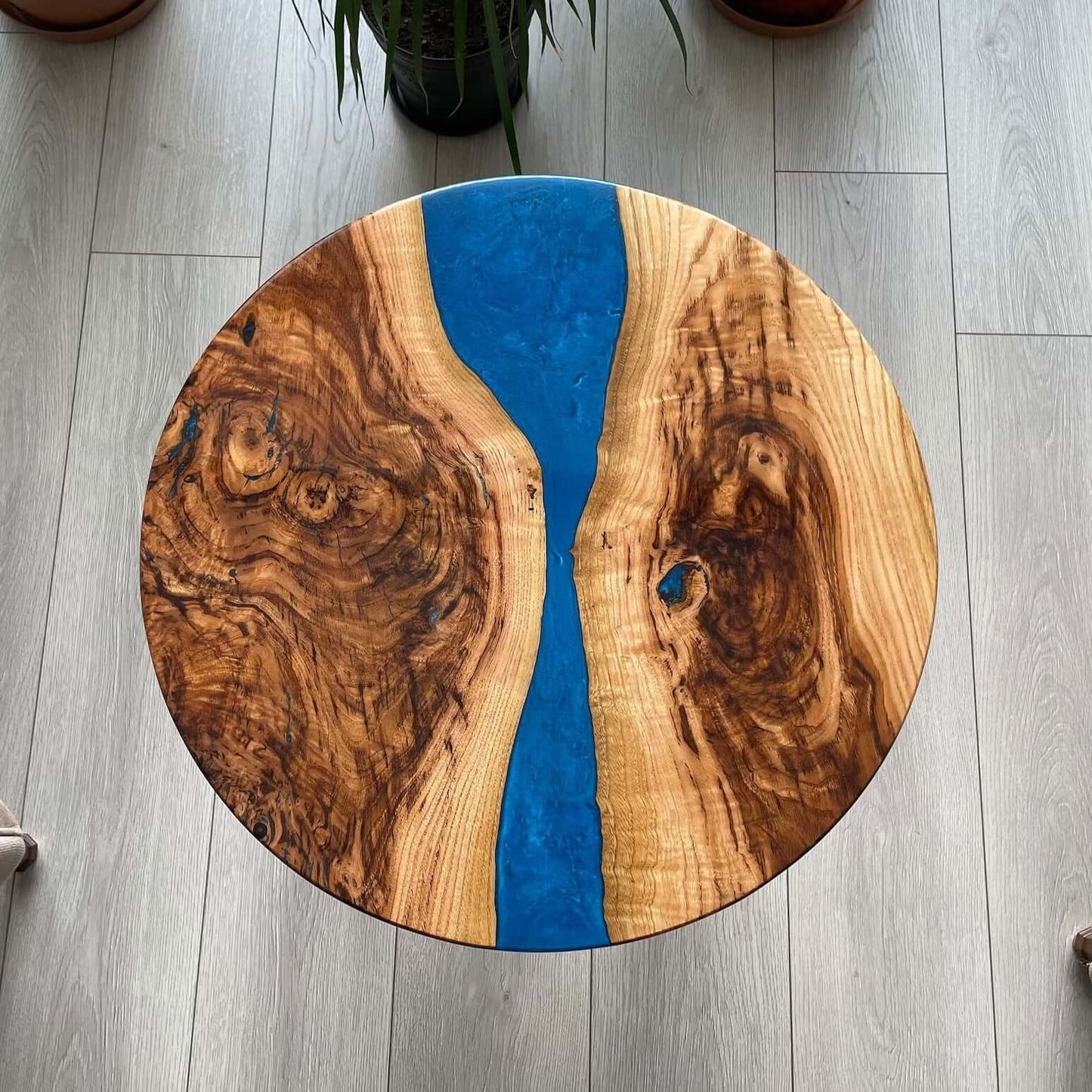 Dark Blue and Wooden Epoxy Resin Coffee Table For Home Decor-1